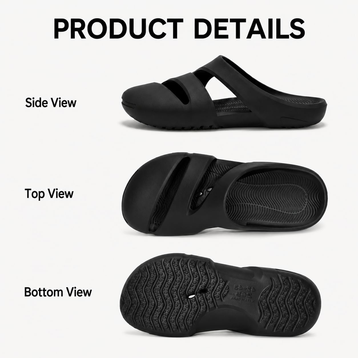 Unisex Closed Toe Garden Clogs, Lightweight EVA Shower Shoes with Drainage Holes, Breathable, Non-Slip, Quick-Dry Beach Pool Camping Bathroom Slippers for Indoor Outdoor