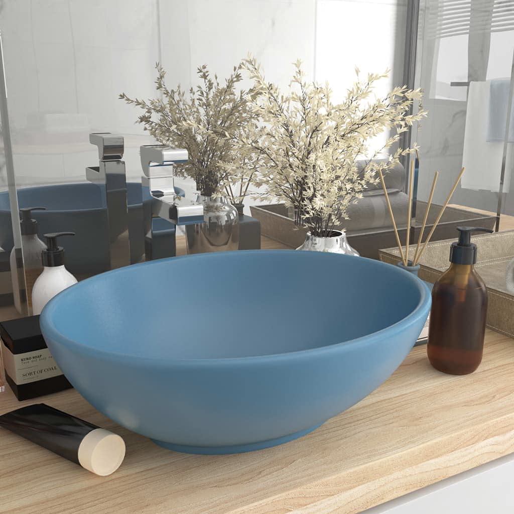 Lavello In Ceramica Di Lusso Vetnasa - Bianco, Ovale 40 X 33 Cm, Per Cucina Di Design, 5.7 Kg