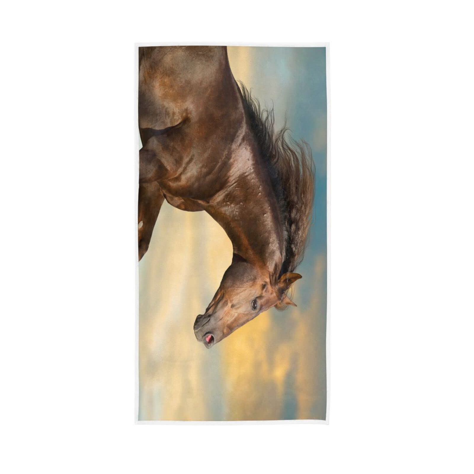 LSRCPD Hand Towels Brown Horse Print Decor Fingertip Soft Face Towel Absorbent Bathroom Kitchen Towels
