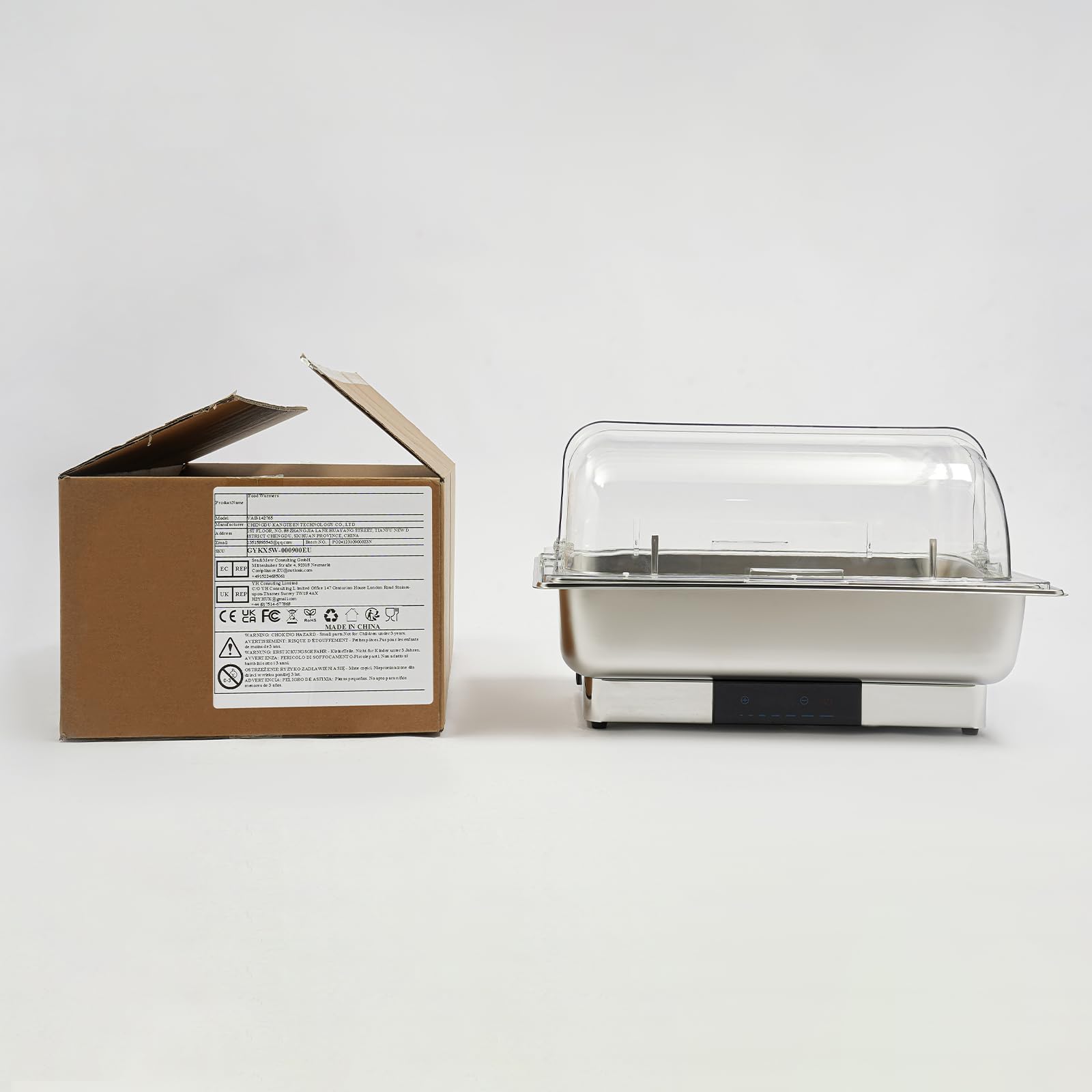 Serbatoio termico in acciaio inox, 600 W, elettrico Chafing Dish Set da 9 l, contenitore per alimenti, contenitore termico per buffet, per catering, buffet e feste