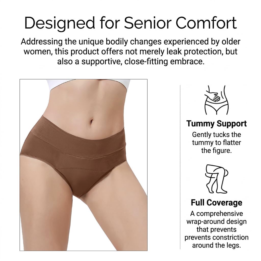 Ropa interior a prueba de fugas para mujer, 4 capas, absorbente, a prueba de fugas, cintura alta, cómodas bragas para mujeres mayores de 50 a 60 años