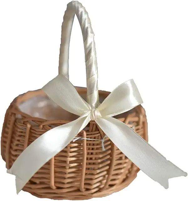 YYGQDR Woven Storage Basket with Handles - Flower Girl Willow Basket for Easter & Wedding