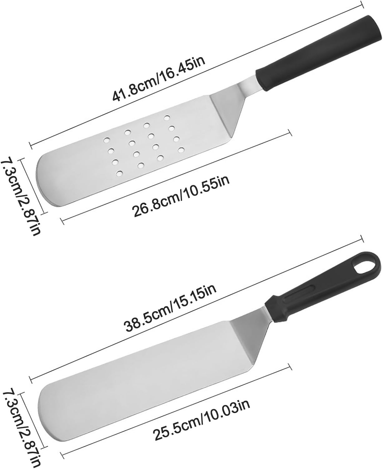 Japanese Cuisine Pizza Server for Cutting Pick Up Pastries Steak Pie Server Non-slip Handle Fried Yoghurt Cake Server Professional Bakery Tools(3pcs,Flat spatula)