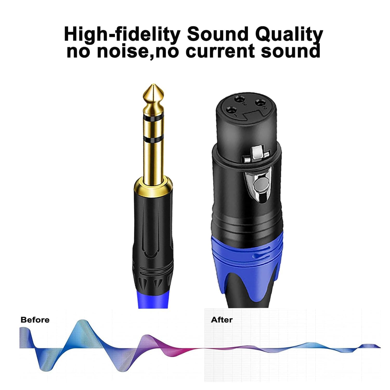 Cavo adattatore bilanciato da XLR a TRS da 1/4 di pollice, da XLR femmina a 6,35 mm, per microfono, altoparlante, mixer, amplificatore, studio, performance dal vivo, palcoscenico