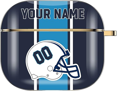 Miniatura 4 de Funda de casco de fútbol con nombre y número personalizado para AirPods Pro de 3 generación Pro 2 2019 2021 2022 funda protectora para AirPods con