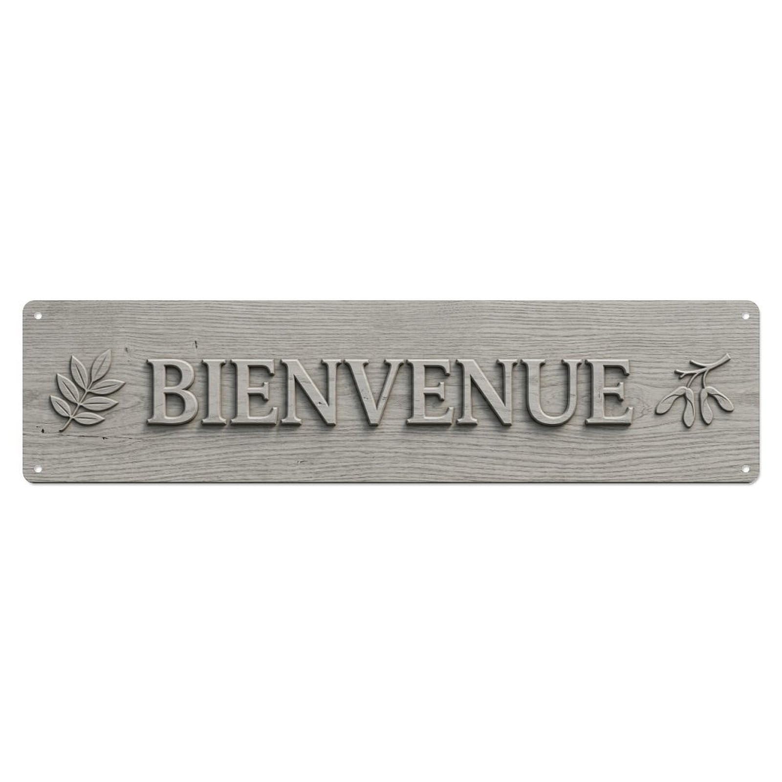 Ash Wood Light Gray Grain Welcome (1) Metal Tin Skinny Sign Plaque Wall Decor for Cafe, Club Bar, Office, Home Garden Metal Poster 4x16Inch