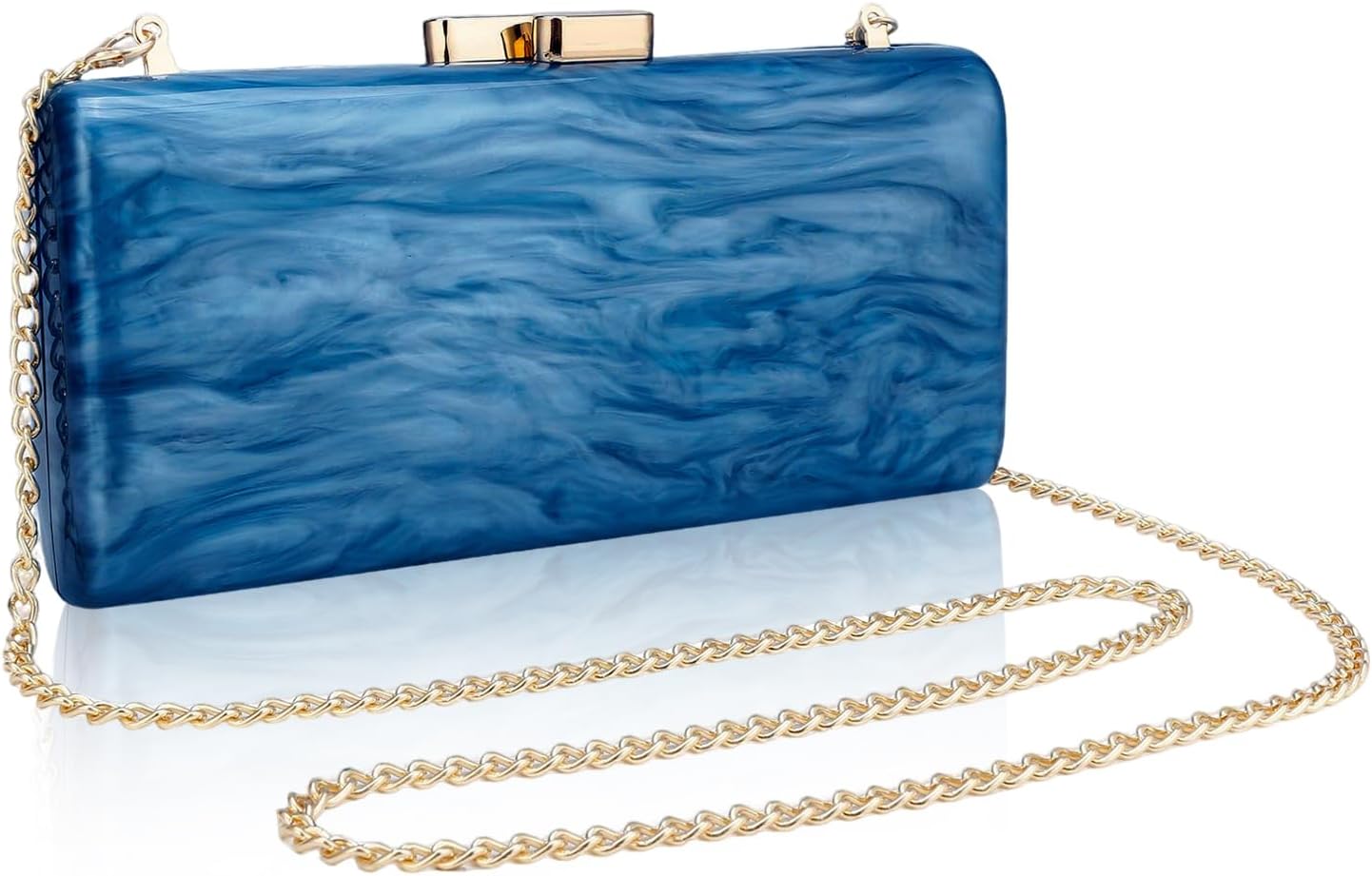 Simcat Acrylic Clutch Purse for Women, Chic Metal Evening Bag, Marble Evening Clutch Bag with Chain for Prom Wedding Party