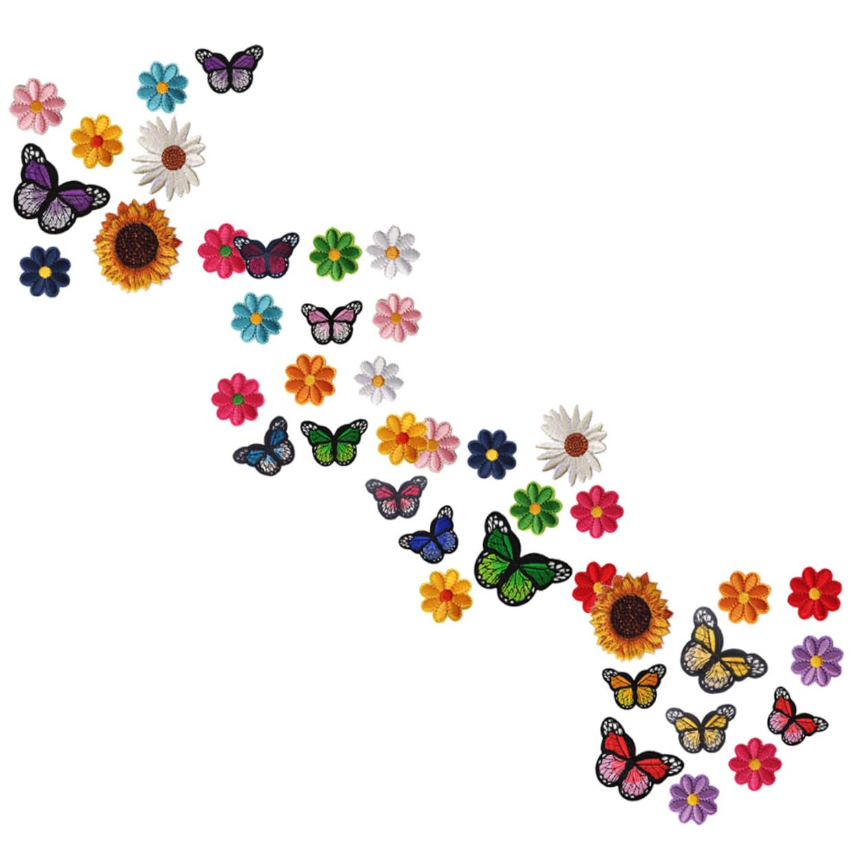 NUOBESTY 126stücke Teiliges Bunter Gestickter Applikationen Mit Schmetterlingen Und Blumen Für -kleidung Aufnäher Für Jeansreparatur Und Kreative Dekoration Von Textilien
