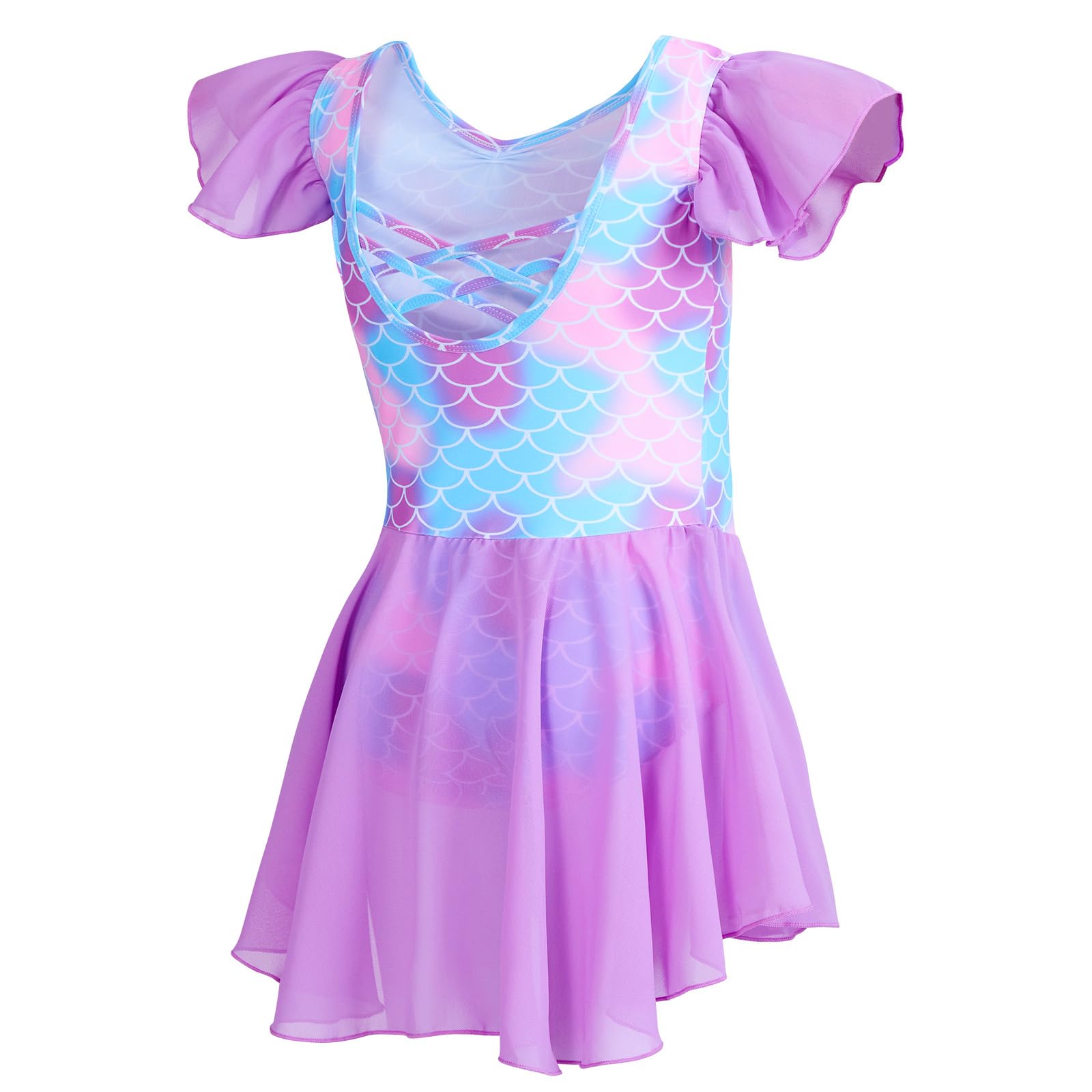 DIPUG Ballet Leotards for Girls with Skirt Shiny Toddler Dance Leotard Butterfly