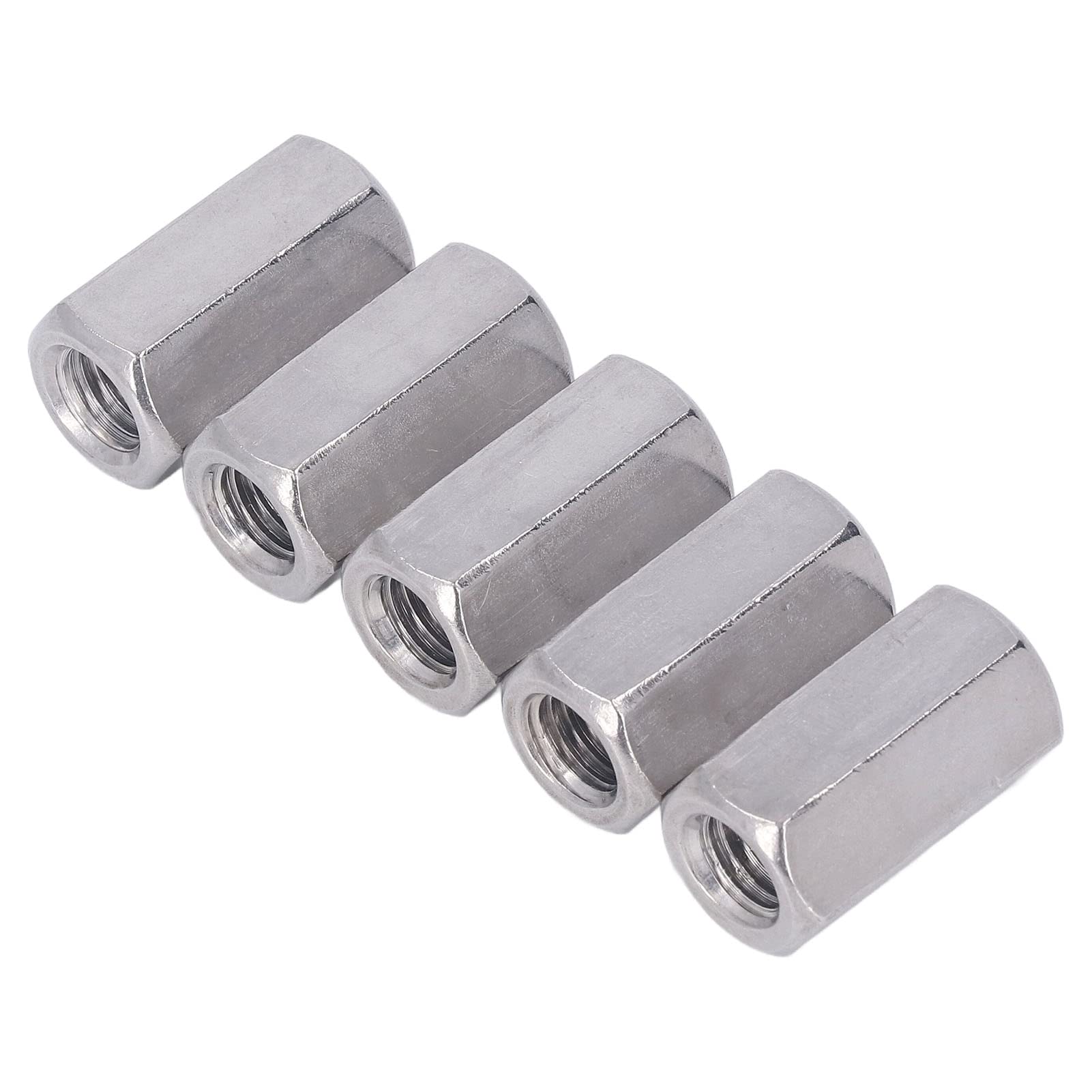 5Pcs Hex Connection Nut Stainless Fine Thread Straight Fitting Nut for Machine Screws