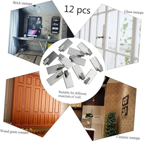 Miniatura 7 de Ganchos adhesivos de acero inoxidable para toallas, ganchos de pared versátiles para almacenamiento de baño y cocina, sin necesidad de taladrar,