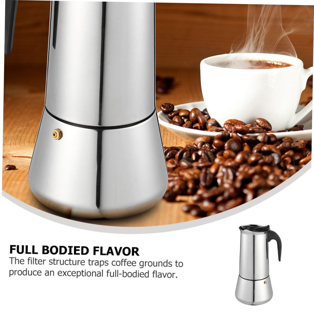 Cafetera de Acero Inoxidable para Espresso Resistente y con Mango Resistente al Calor Adecuada para Cocinas de Inducción y Uso Doméstico
