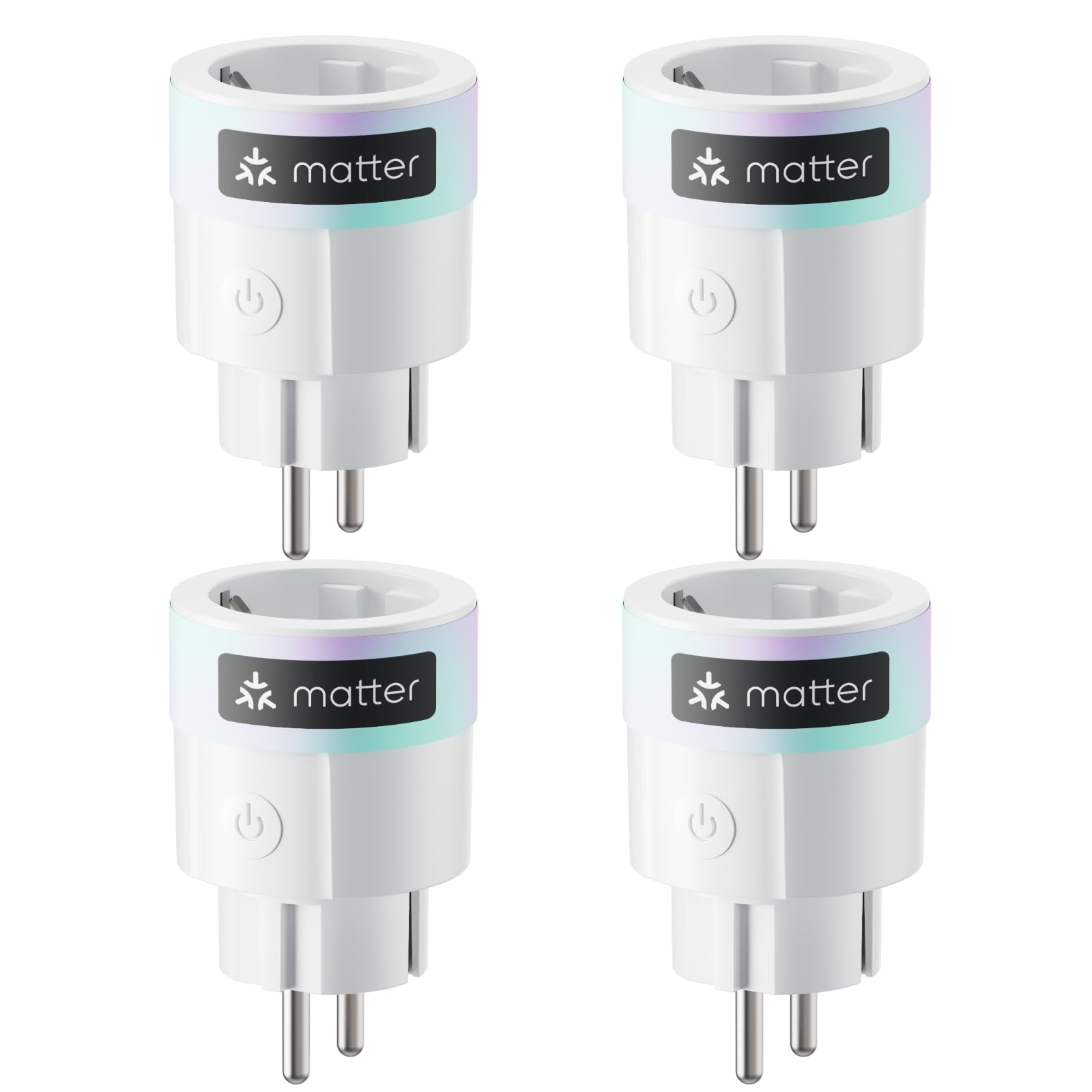 SwitchBot Matter Plug Mini paquete de 4 con monitor de energía, control por Wi-Fi y Bluetooth, compatible con Alexa, Google Home, Apple Home y HomeAssistant, control por voz y acceso app, 16A Type F