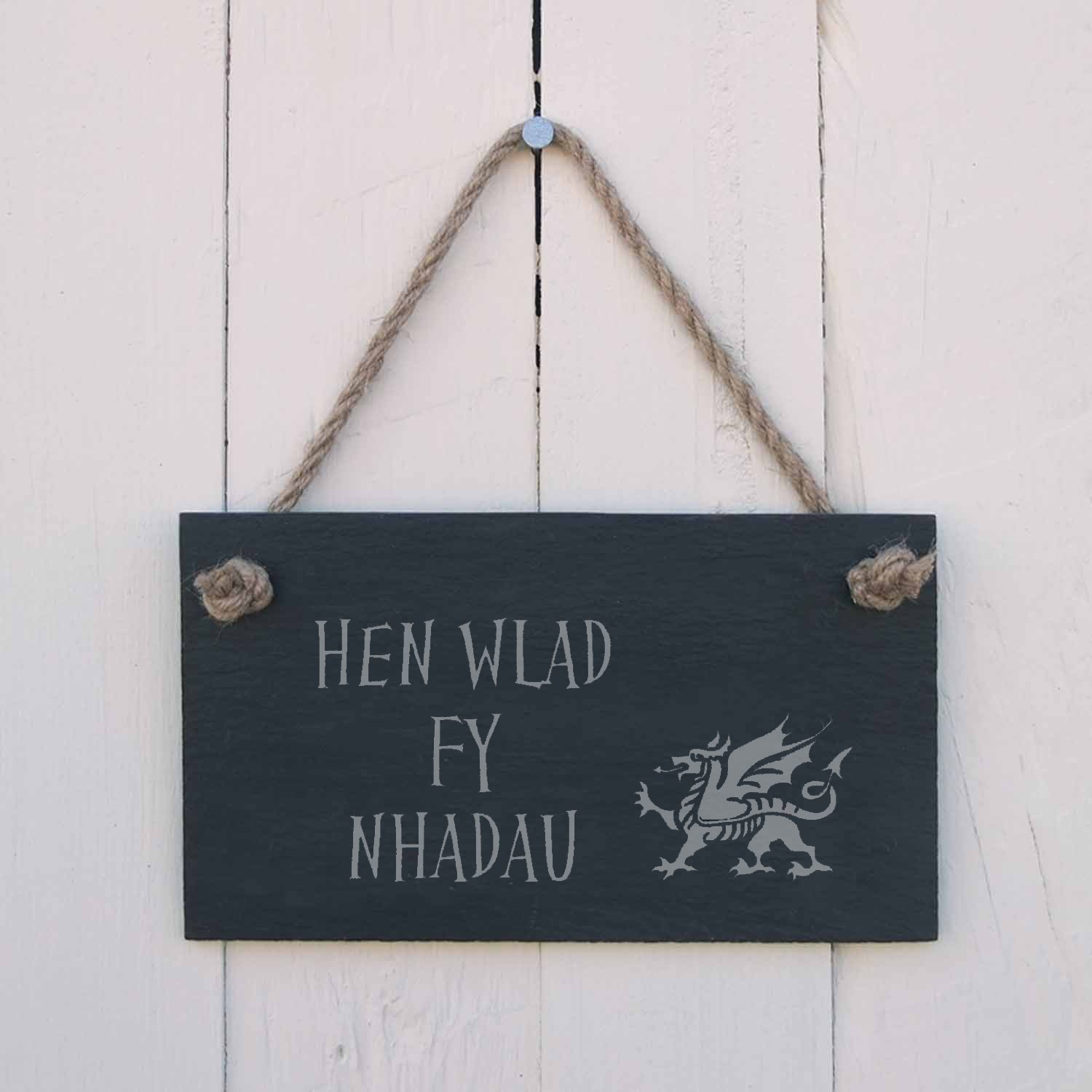 Hen Wlad fy Nhadau - Land of My Fathers - Welsh National Anthem Slate Hanging Sign
