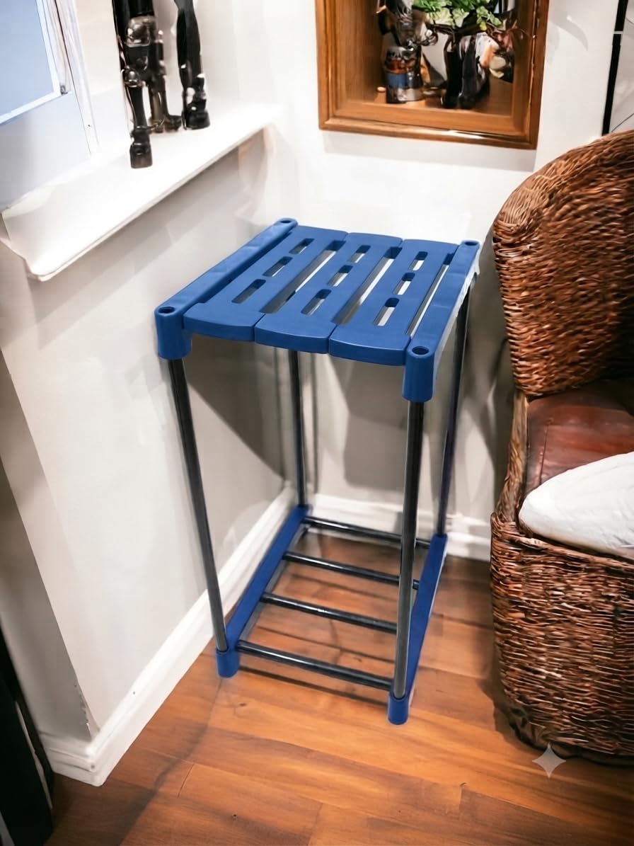 Novatic 3-Tier Multipurpose Plastic Shelf Rack Navy Blue 33x33x56cm | Adjustable Design, Home & Office Use, Side Table Function, Garage Storage, Utility Display Rack-picture-17
