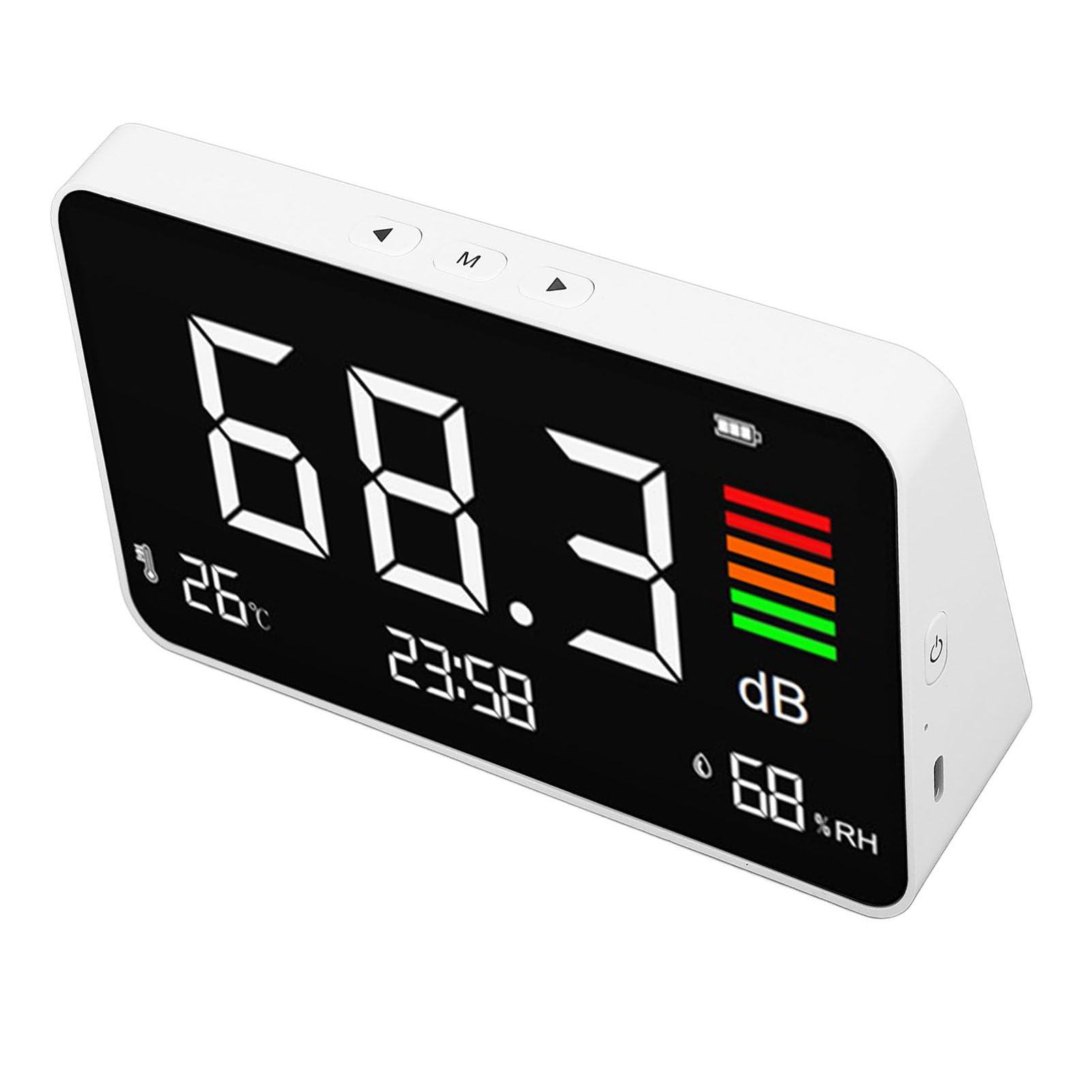 Decibel Messdesktop -Tester mit LED -Display, 30 Bis 130 DB Schallpegelmesser -Anzeigegeräusch, Temperatur und Luftfeuchtigkeit, Rauschmesser für Zuhause, Studio, Fabrik,