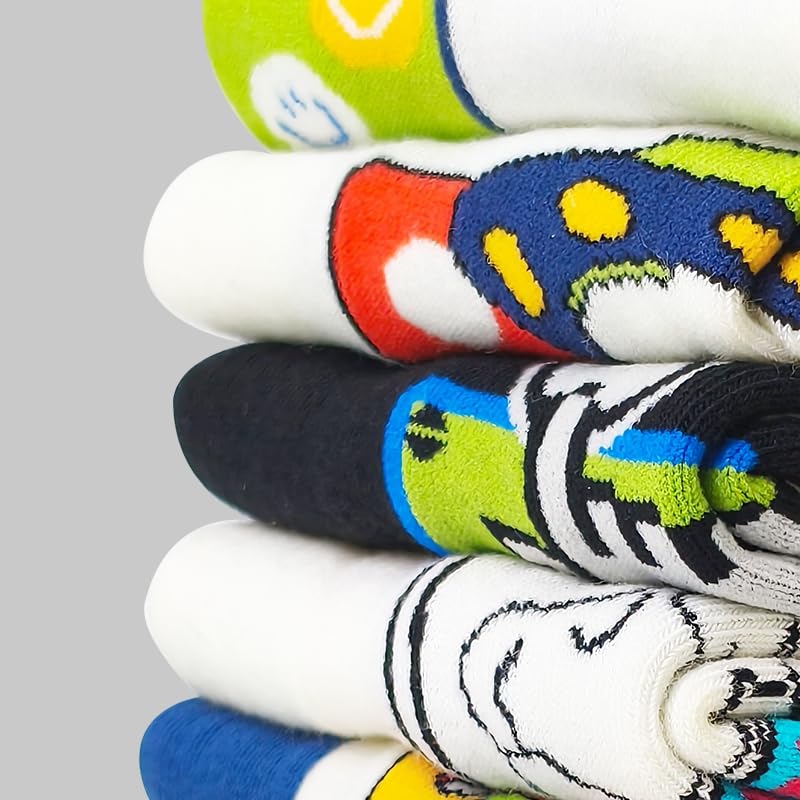 No Show Socks Fashion Patterned Casual Low Cut Ankle Socks for Men 5 Pairs Gift Box Pack-Cool & Funny Gifts 6