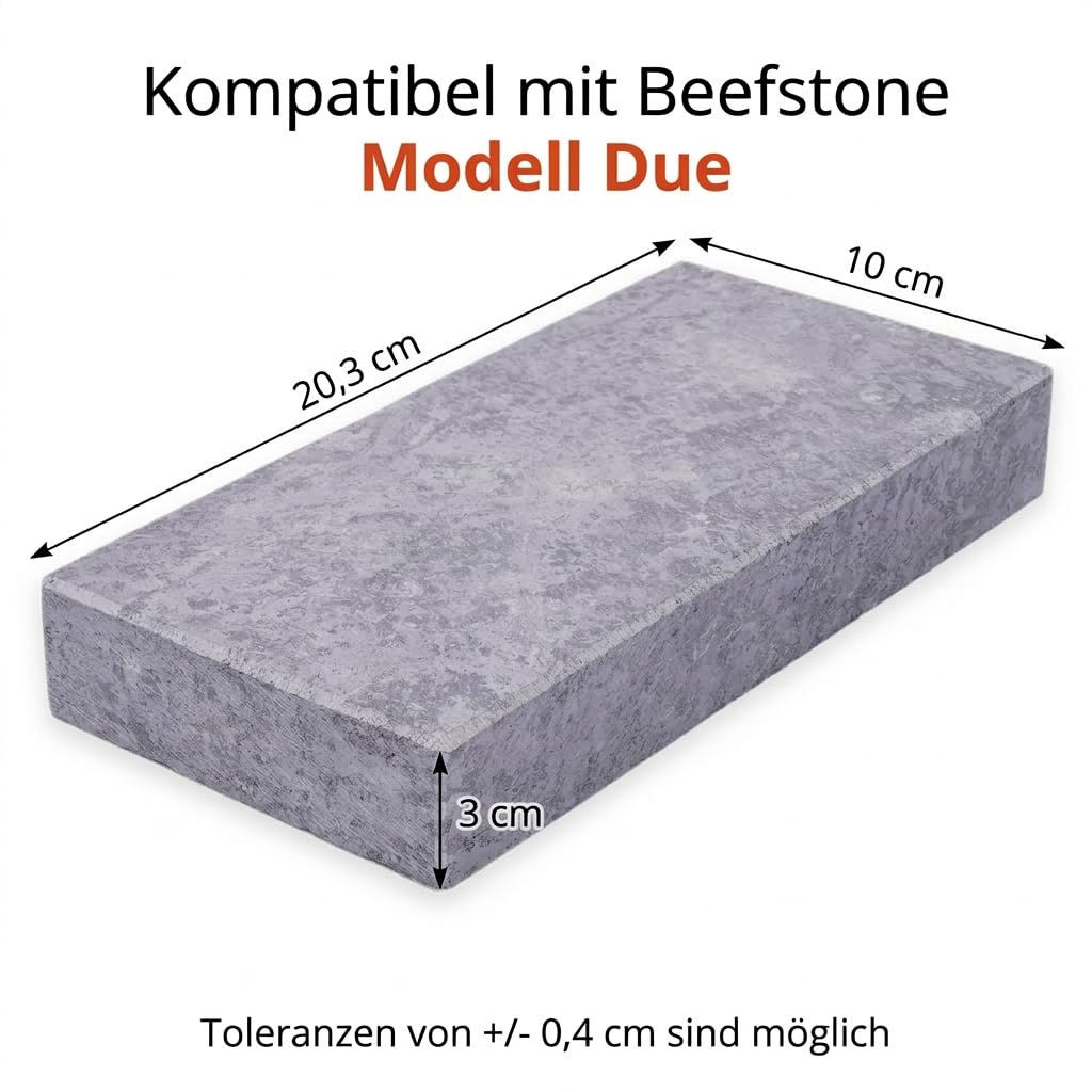 Kamień do steków z kamienia naturalnego (pojedynczy) do modelu DUE, 20,3 x 10 x 3 cm, z Pietra Ollare, idealny do serwowania steków, mięsa, ryb i warzyw.
