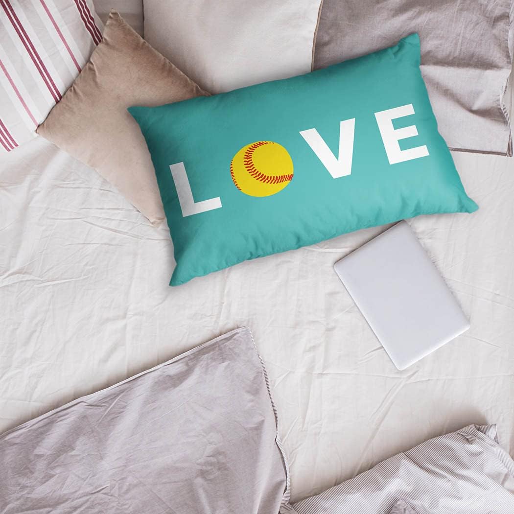 ChalkTalkSPORTS Softball Love Pillowcase | Softball Pillowcase Home Decor | Teal