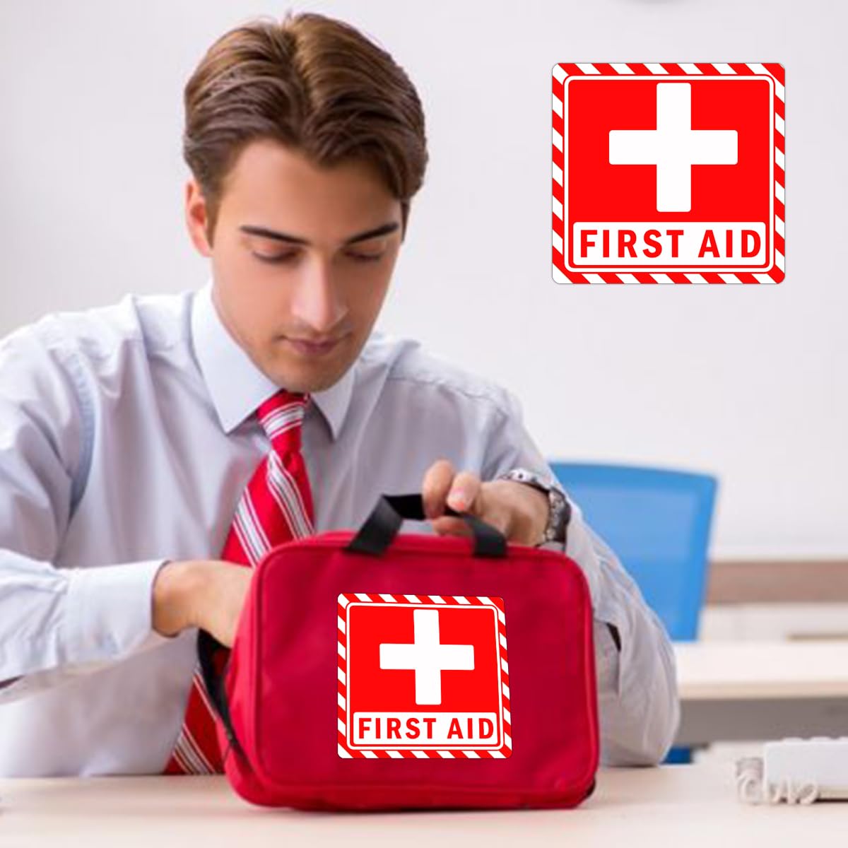 Adesivo Tático PVC Primeiros Socorros - Vermelho E Branco Para Equipamento De Emergência