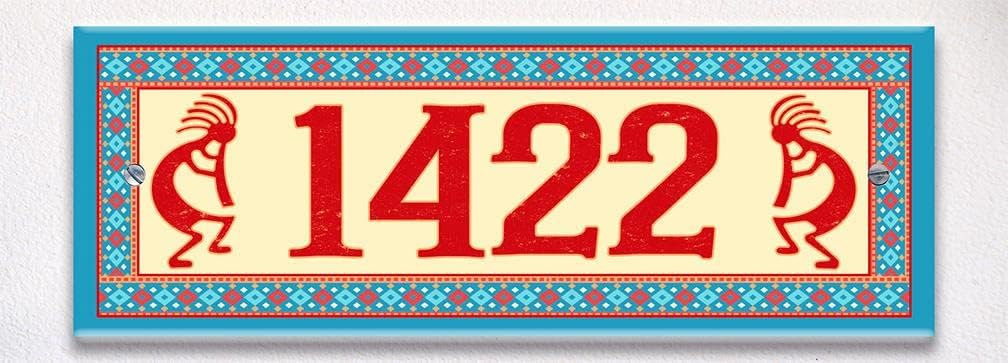 Kokepelli Southwestern Mosaic Themed Ceramic Tile House Number Medium Address Plaque