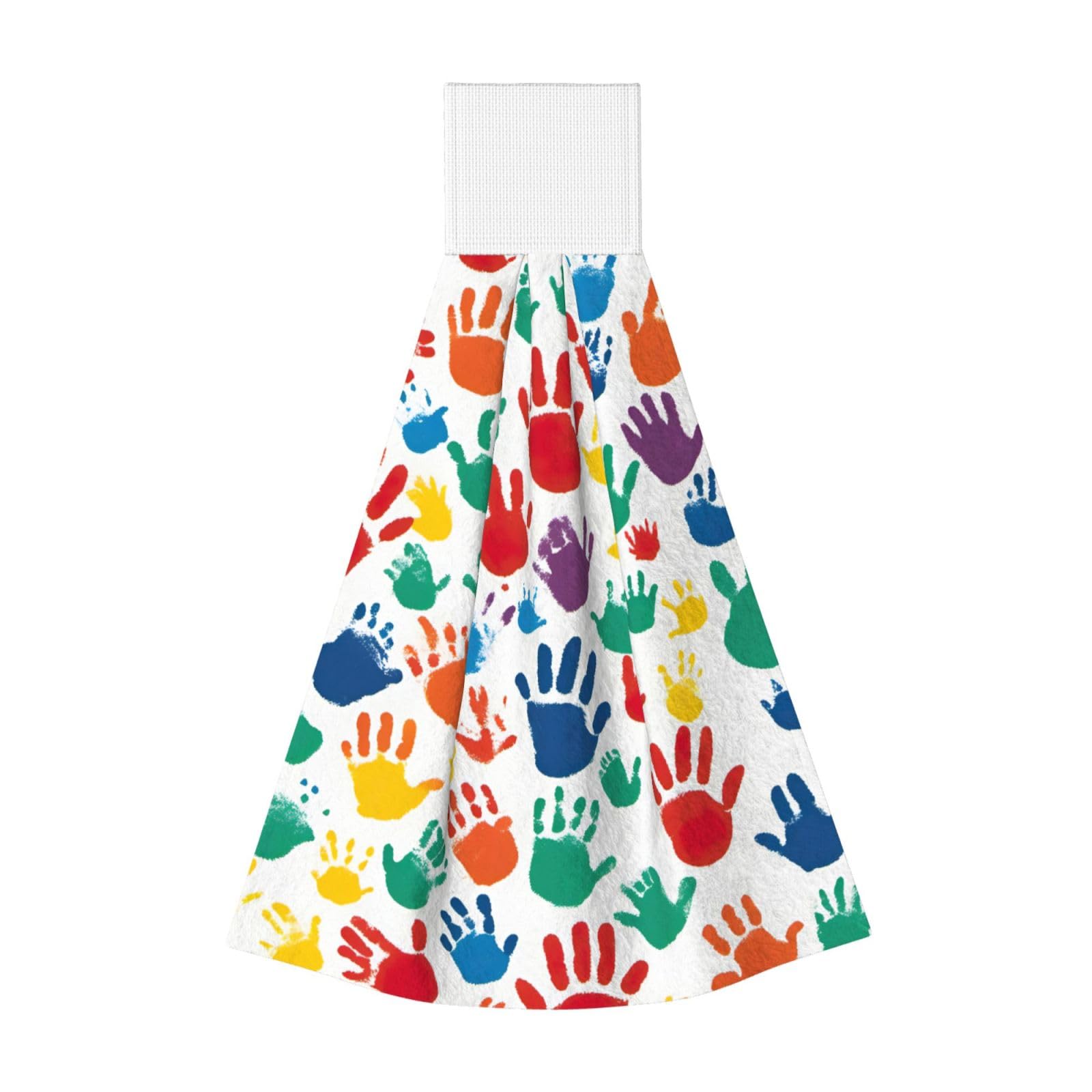 DUWAA Hand Print Print Hanging Hand Towel Quick Dry Bathroom Towel Soft Kitchen Towel