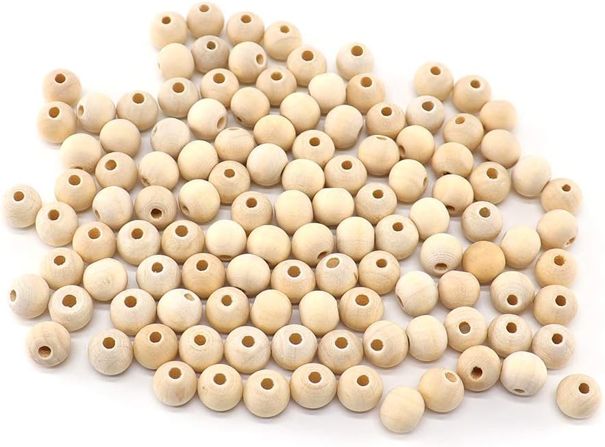Dealglad 200Pcs 10mm Wooden Beads, Unfinished Natural Wood Spacer Beads Wooden Loose Beads for Crafts DIY Jewelry Making