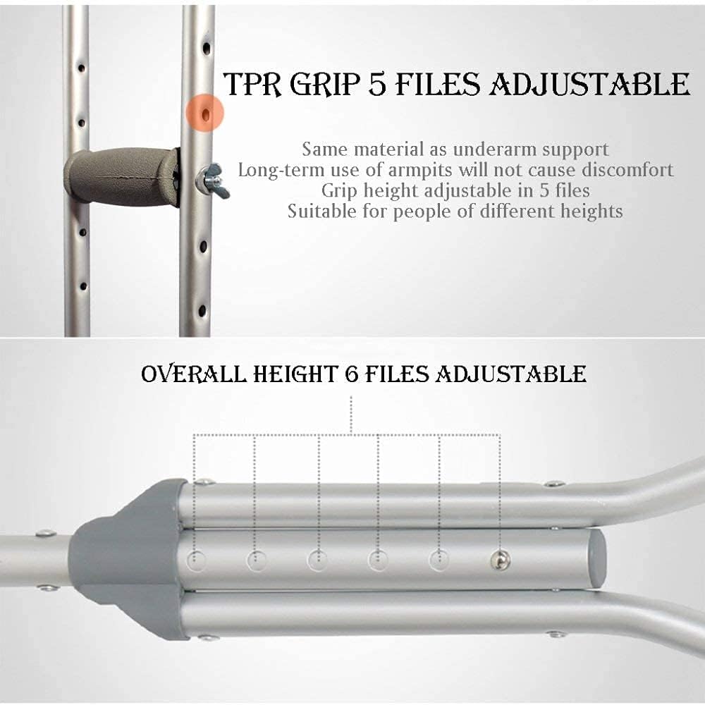 Crutches for Adults Underarm Crutch Armpit Retractable Double Crutches Elderly Walking Stick Aluminum Alloy Handicapped Fracture Walker Great for Travel or Work Journey