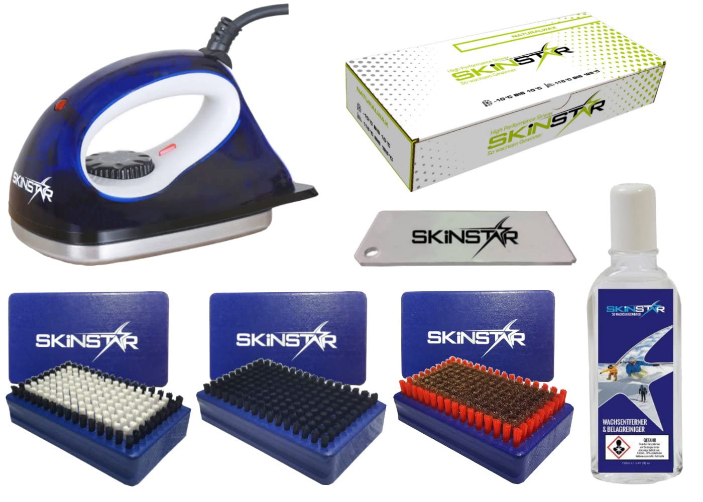 SkinStar Set de cera para esquís de principiante con cera natural, 7 unidades