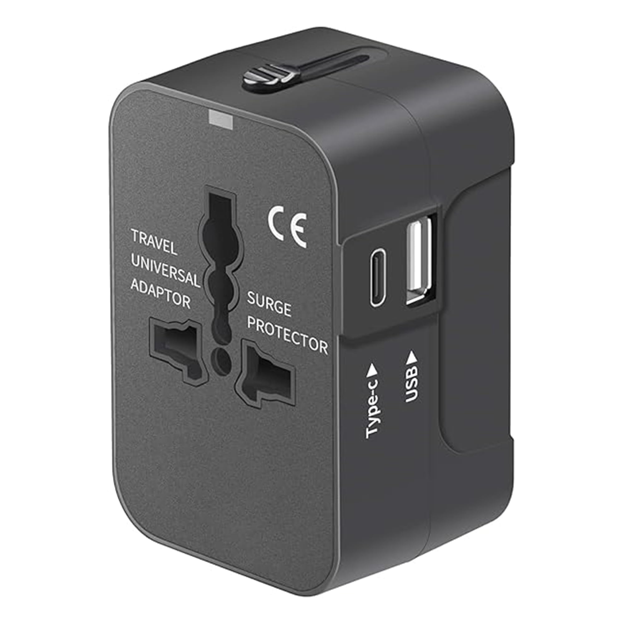 EYUVAA LABEL Universal Travel Adapter with Type-C & USB-A Ports| All-in-One International Travel Adapter| Power Plug Adapter Type C Charger for Phone, Laptop, Mobile, Camera, Tablet (Black)
