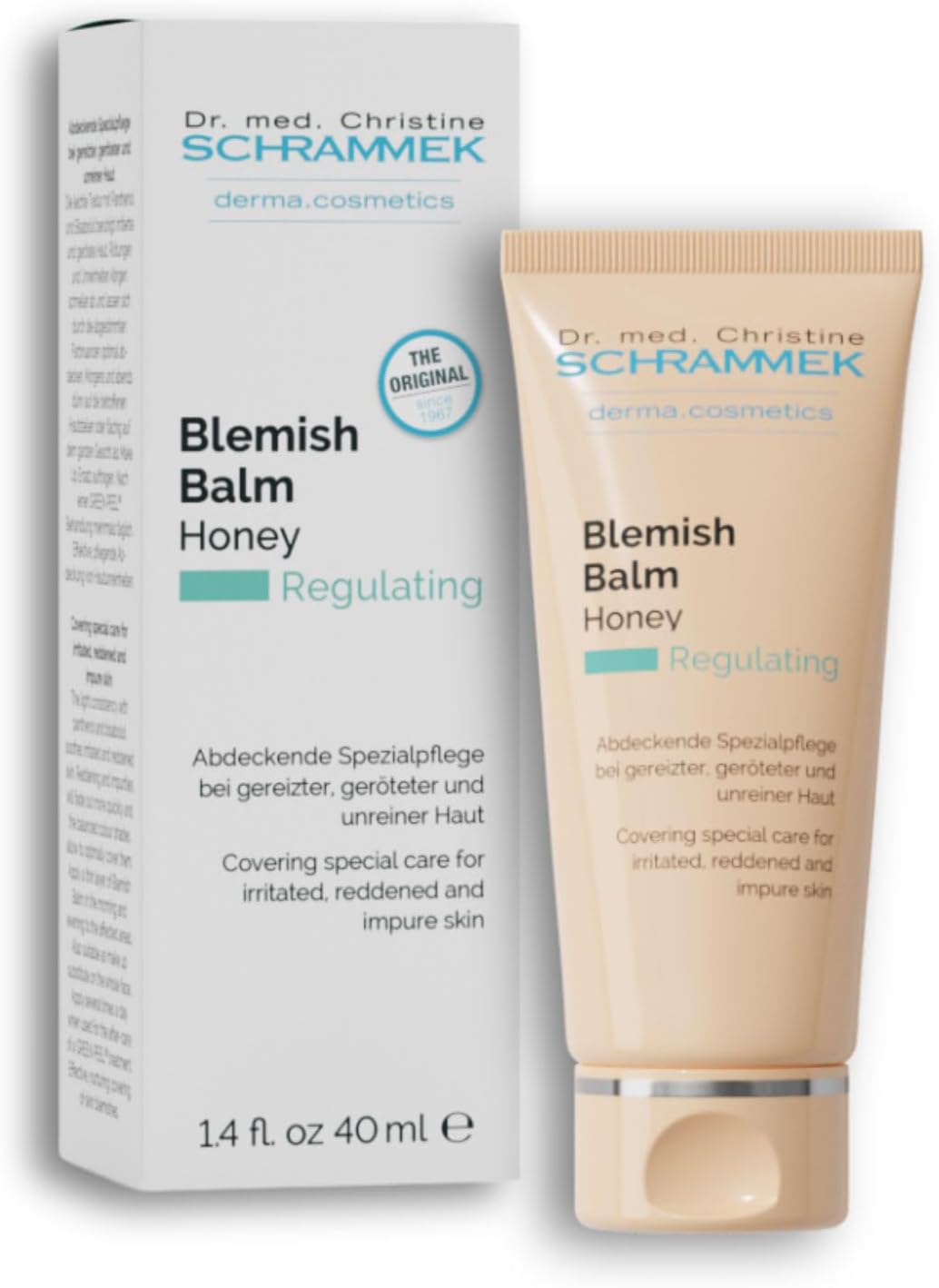 Blemish Balm Honey (1.4 fl oz) - Covering Care for Irritated, Reddened & Impure Skin - BB Cream - Tinted Face Moisturizer - Skin Care - Dr. Schrammek