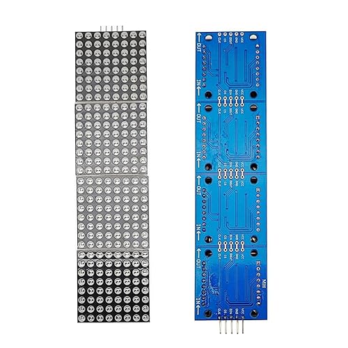 Miniatura 2 de MAX7219 32x8 Módulo de pantalla LED de matriz de puntos 4 en 1 Control de cátodo común MCU con cable de 5 pines para Arduino (azul, paquete de 2)