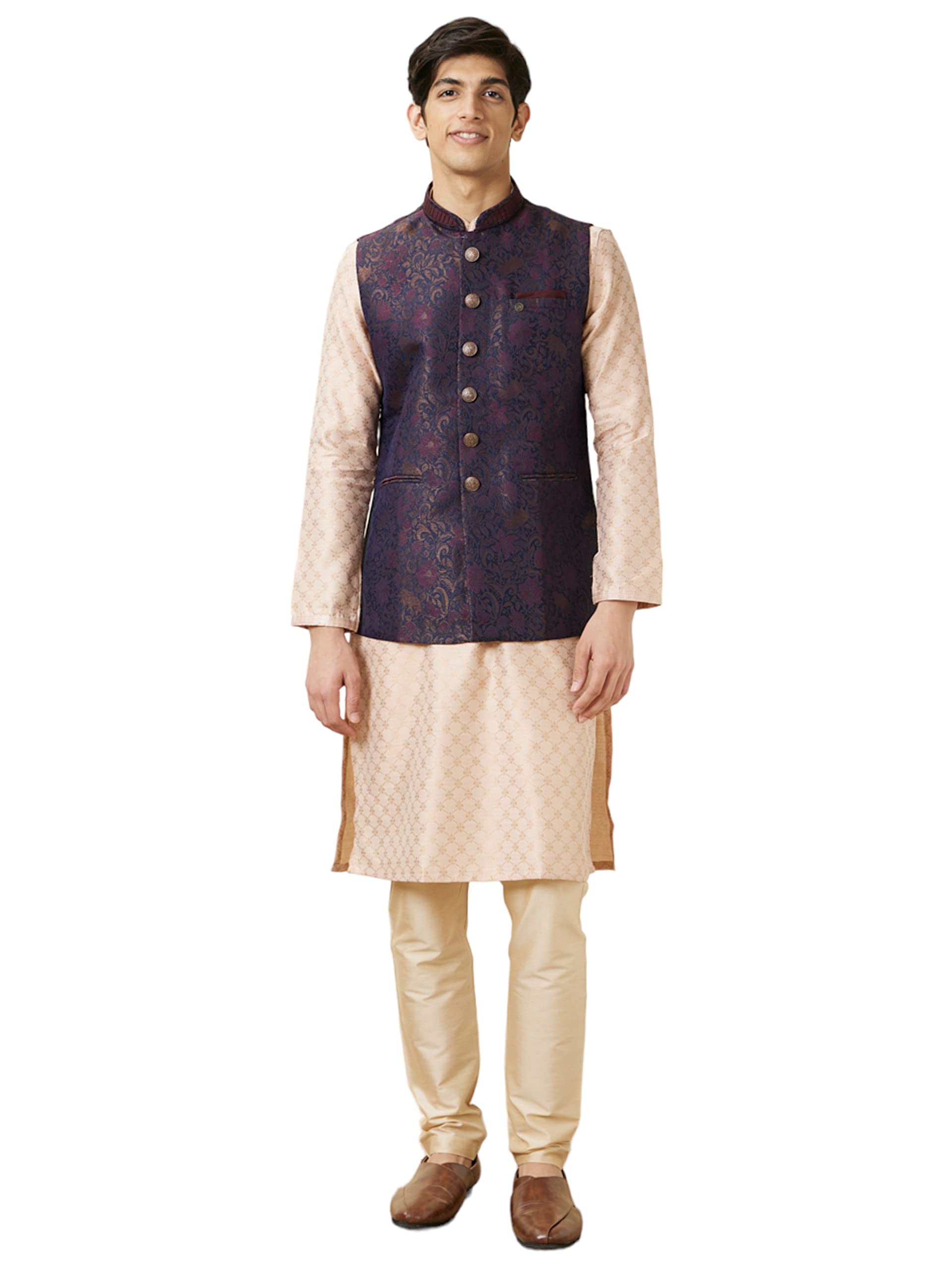 manyavar Men's Art Silk Self Design Sleeveless Traditional Nehru Jacket-picture-27