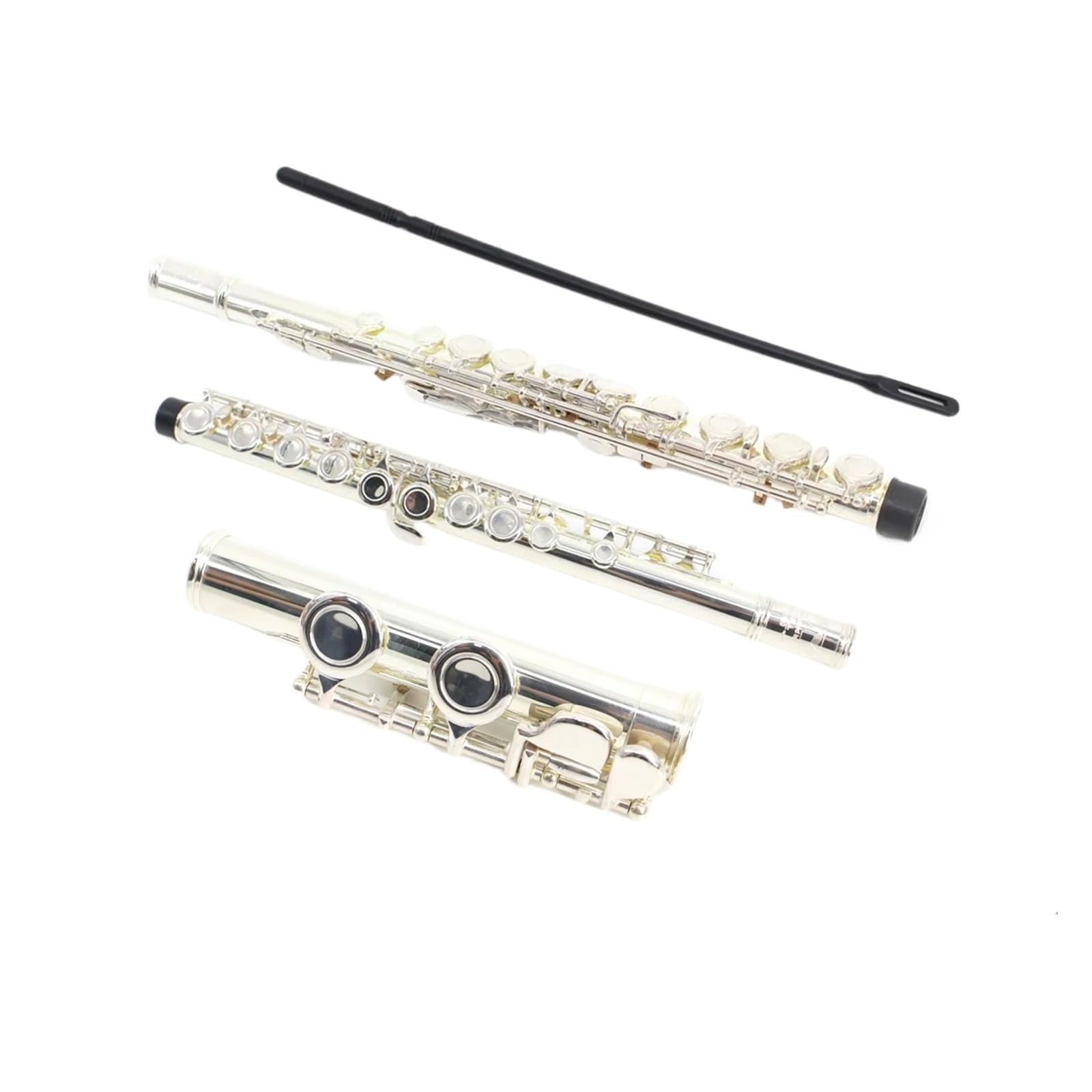 Instrumento de viento de madera Chapado en plata de cuproníquel, flauta con llave C de 16 agujeros, con estuche, paño de limpieza, destornillador de palo