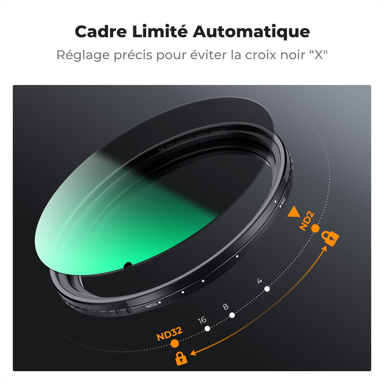 K&F CONCEPT 72mm Filtre ND2-32 Magnétique 1-5 Stops sans Corix avec Bague