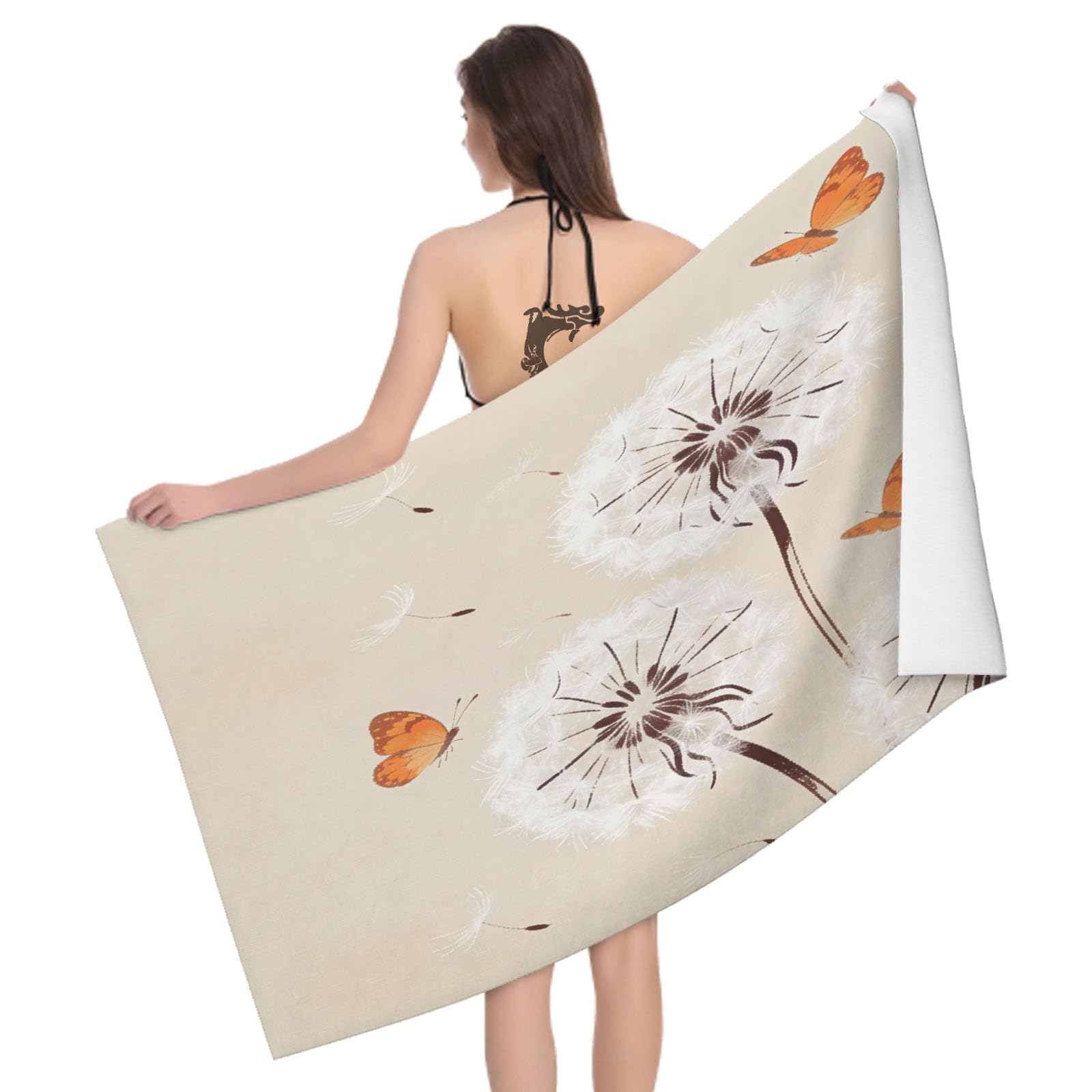 Leichong 3D Dandelion Beach Towel Large Microfiber Soft Quick Dry for Adults, Minimalistic Bath Towel Lightweight Soft Absorbent for Travel Swimming Pool Sports, 180 x 90 cm