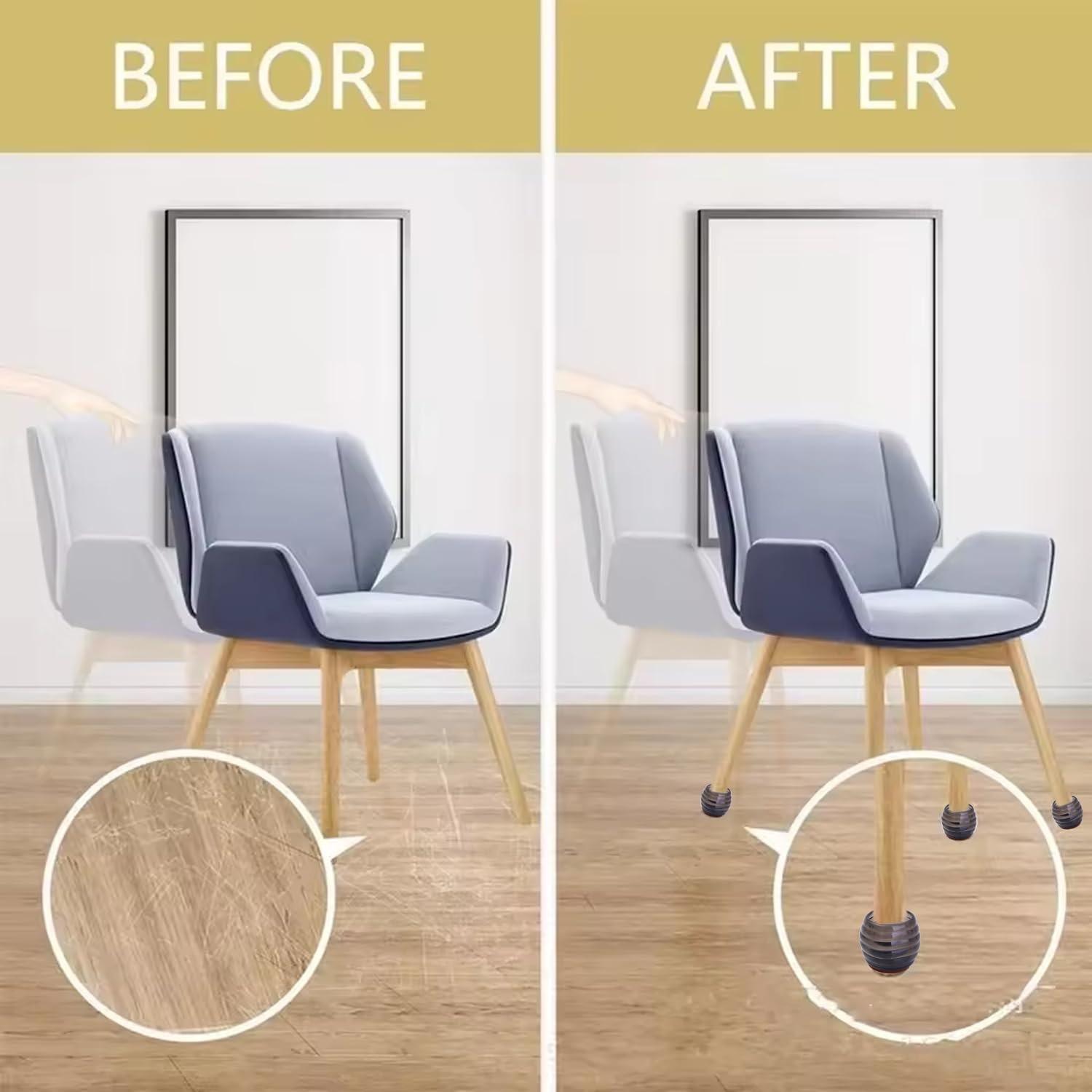 4pcs/Set Silicone Chair Legs Non-Slip Pads Cute Honey Pot Furniture Sofa Table Leg Caps Anti-Noise Sock Feet Cover Protection (Brown,L,3.5 * 4.5 * 4.5 cm)