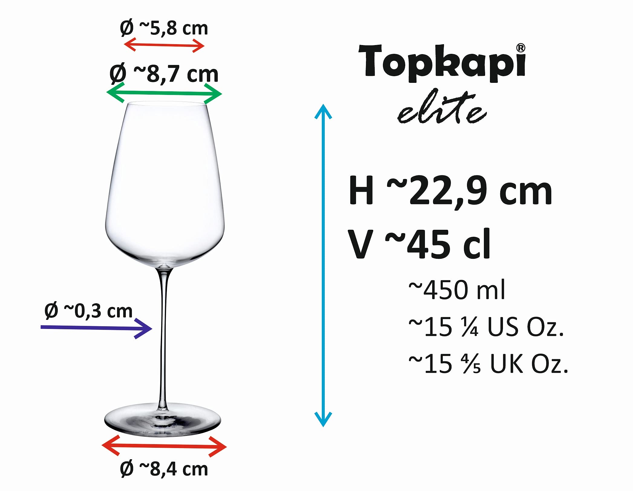 Topkapi elite Aperol Spritz Gläser Set DUO Exquisite XL – 2 Stück, ~450 ml | 2x Bleifreie, ultradünne Kristallgläser Cocktail Weinkelche mit 6x Glashalmen. Premium Geschenk für Paare und Cocktailfans.
