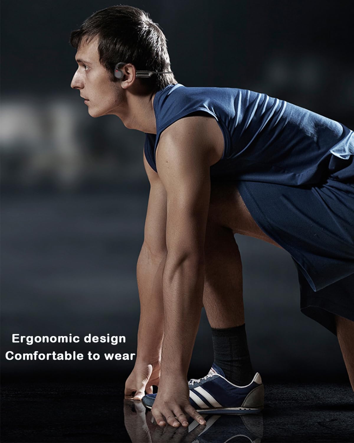 Casque de natation étanche IPX8 avec mémoire de 32 Go, Bluetooth 5.3 à oreilles ouvertes avec microphone sans fil pour la course à pied, natation, cyclisme, entraînement (orange + noir)