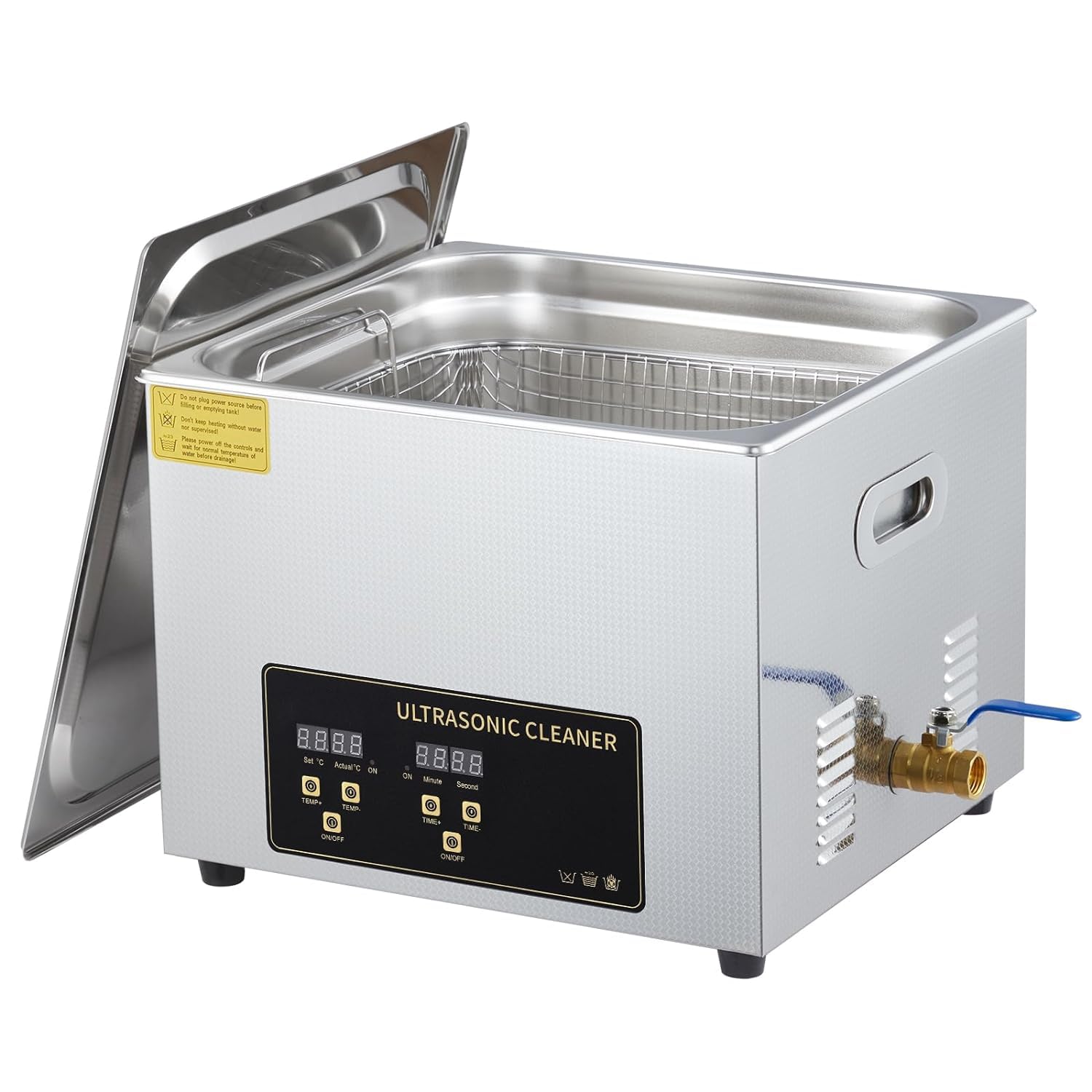 360W Ultrasonic Cleaner, 15L Ultrasonic Jewelry Cleaner Machine with Digital Timer Heater and 304 Stainless Steel for Dentures Glass Industrial Parts Carburetor Circuit Board