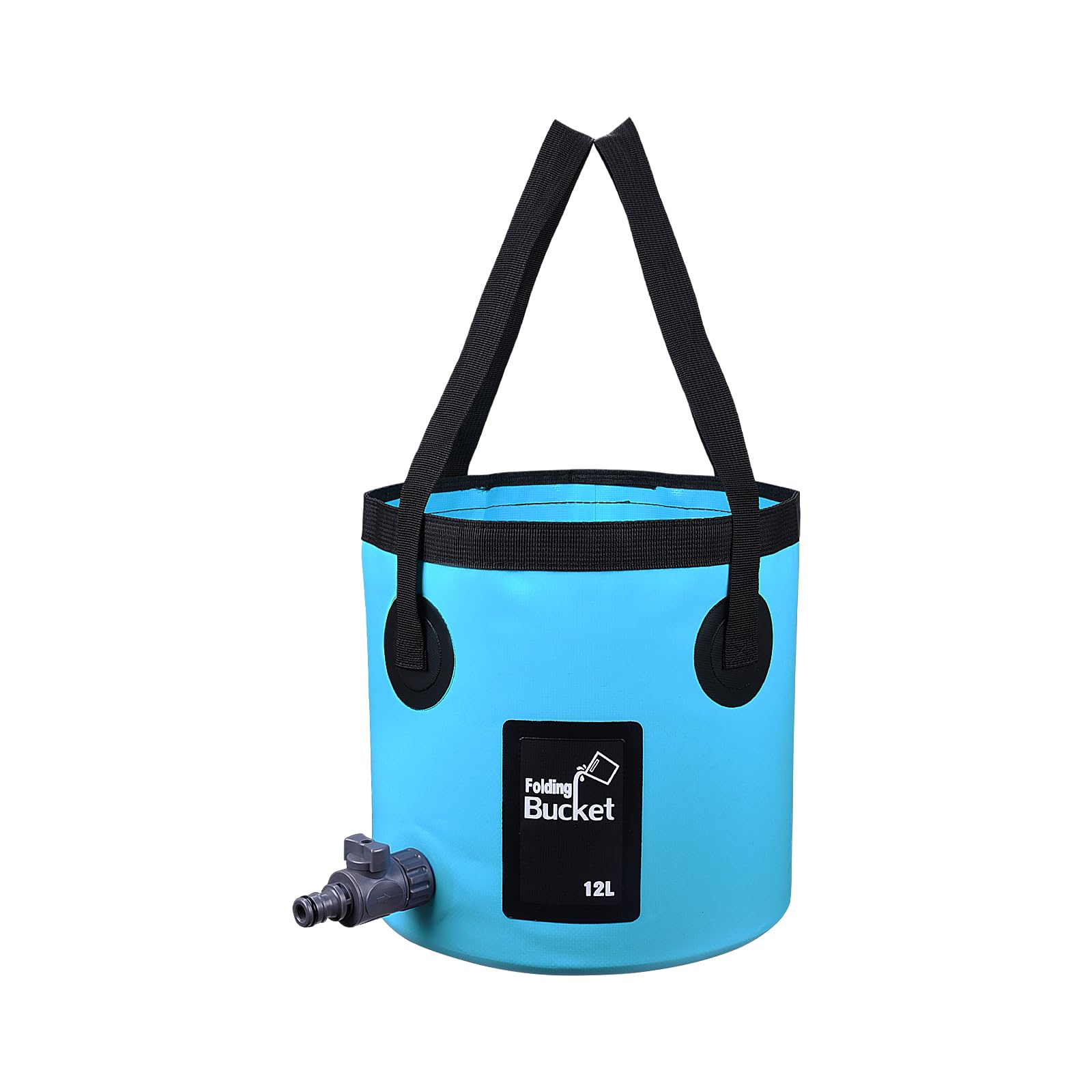Geosiry Handy Folding Bucket 12L, Portable Foldable Bucket with Tap for Plumbing, Cleaning, Camping, Hiking, Fishing (Blue, 12L)