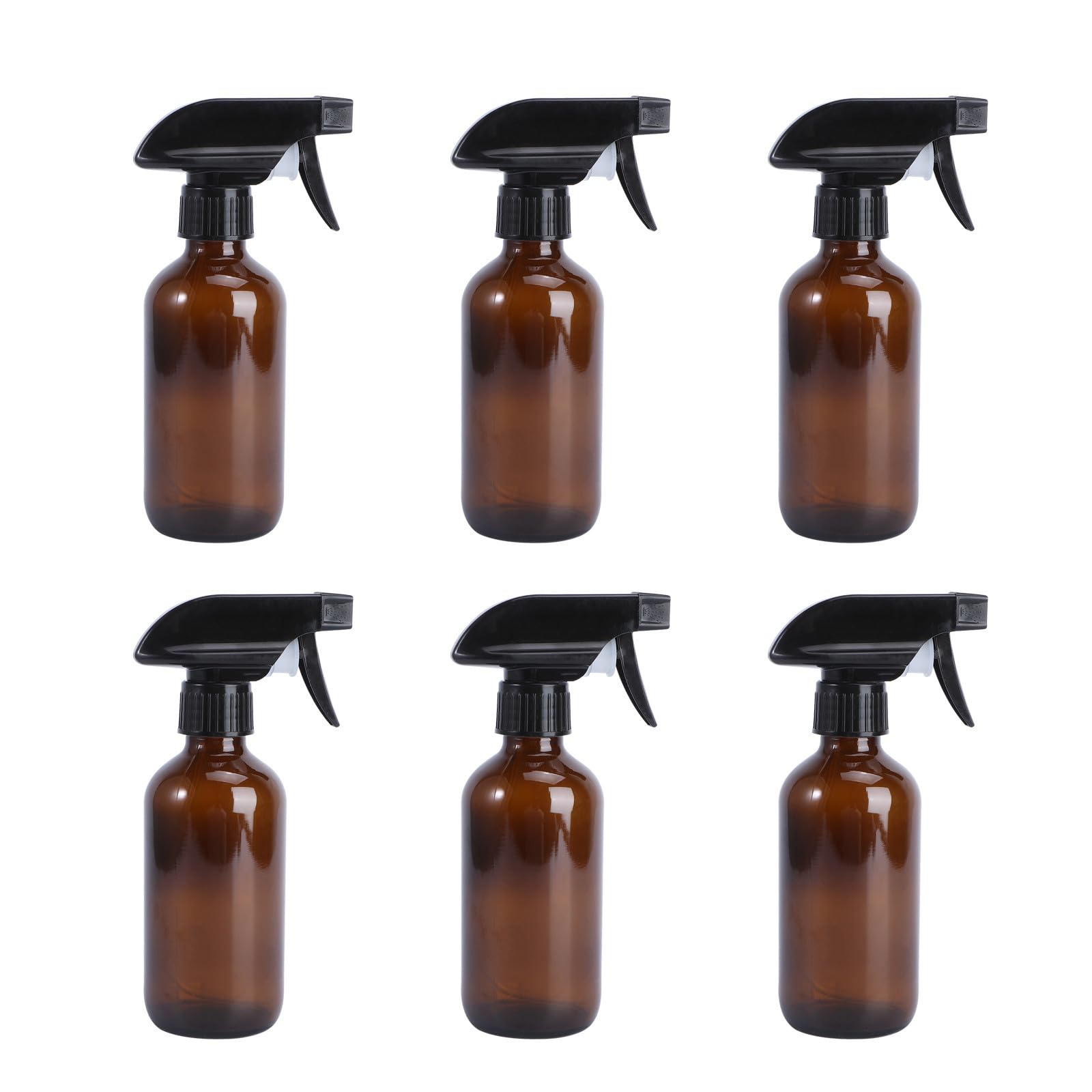 Abaodam Botella de Spray Atomizadoras 6 Piezas Botella Rellenable de Vidrio Marrón 250ml para Peluquería en Salón y Aromaterapia