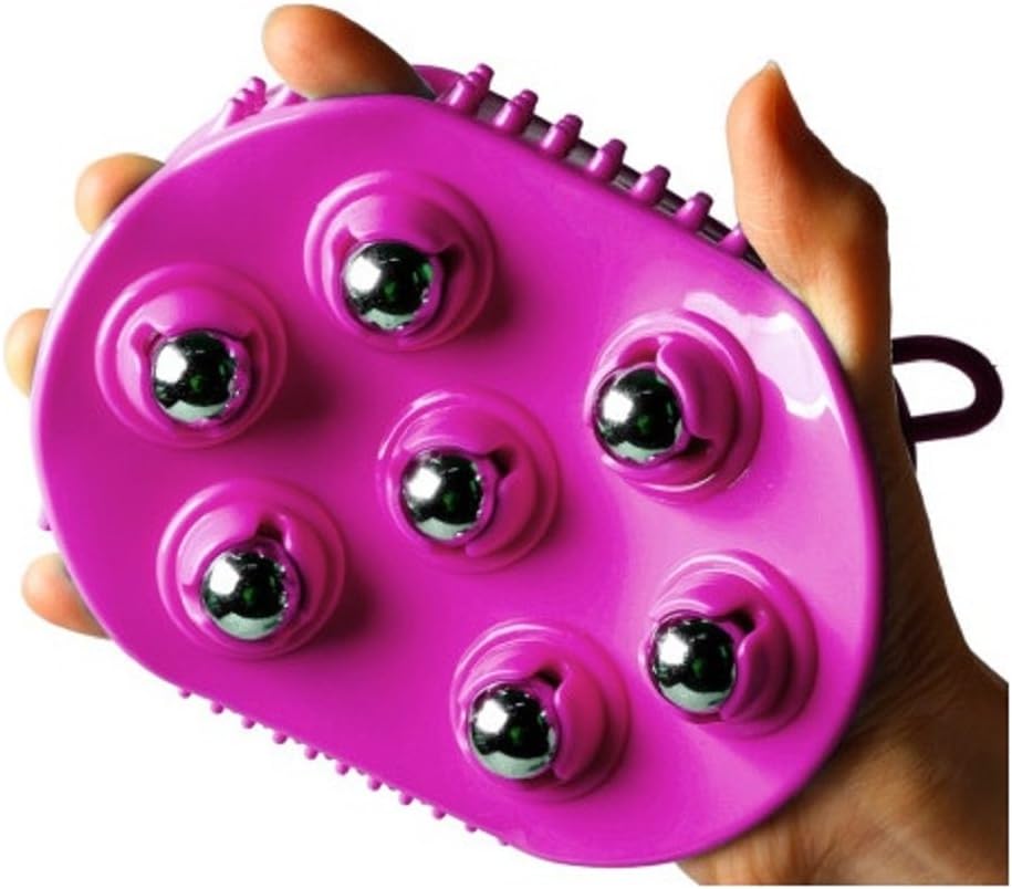 Total house Stainless Steel Massage Ball Glove - Body Massage Ball - Exfoliation, Body Massage 2 in 1 - Acupressure & Cellulite Removal - Purple