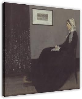 DUYIGCR 50 Most Famous Paintings - Whistler’s Mother by James Abbott McNeill Whistler Art Wall Decoration Poster Family Bar Restaurant Garage Cafe Art Sign Gift Frame-style 24x24inch(60x60cm)