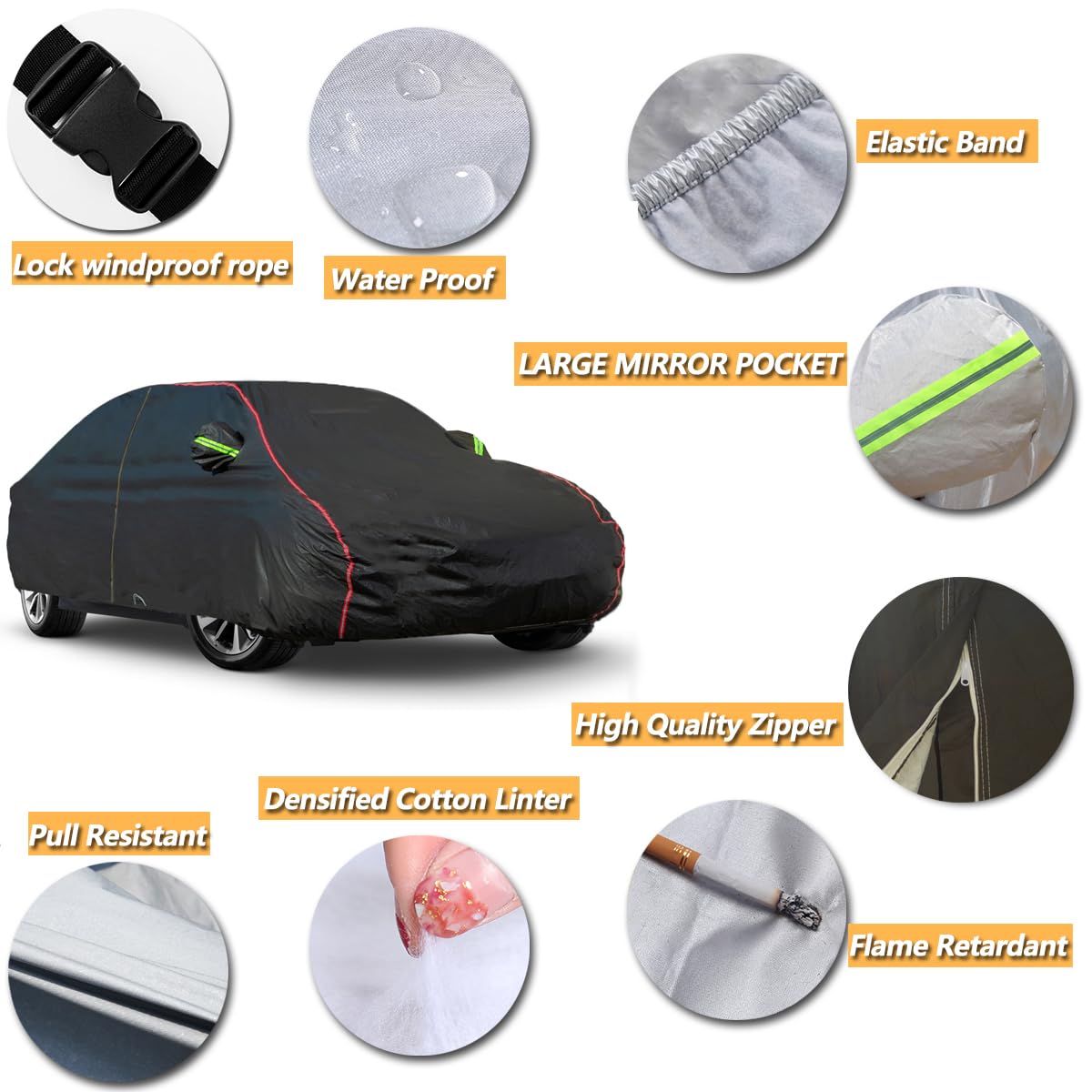 Partuto Car Cover For Smart Fortwo 2007-2023 210D-PU Oxford Outdoor Full Car Cover All Weather Waterproof Windproof Protection With Driver Door Zipper