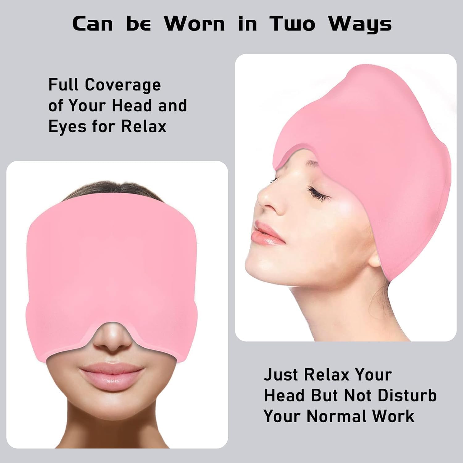 Eitheo Migraine Relief Cap – Reusable Gel Ice Head Wrap for Headache & Migraine Pain Relief | 360° Cooling Compression Mask for Eyes, Face & Head | Hot & Cold Therapy Cap — Amazon image 8