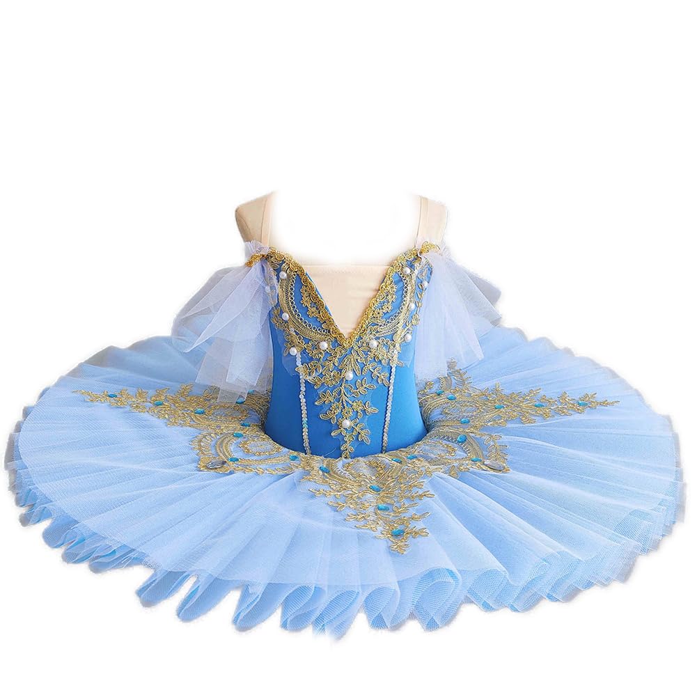 Tutu-Kleid für Mädchen, professionelles, enges, Besticktes Tutu-Kleid aus Spitze, Schwanensee-Tänzerin-Kostüm