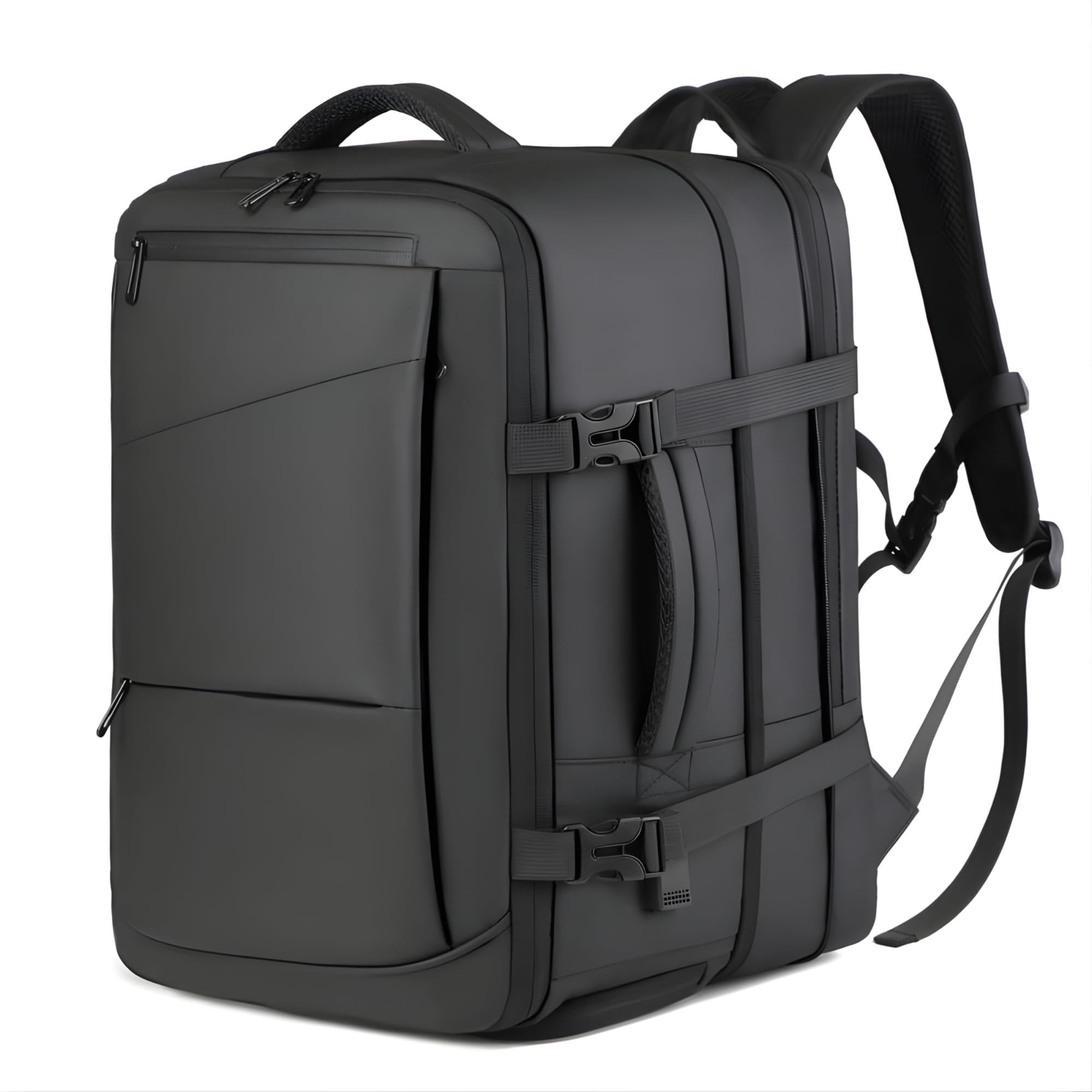 Expandable Travel Backpack for Men & Women | Large Capacity Laptop Backpack | Waterproof Oxford Fabric | Shoe Compartment, Wet Dry Separation & USB Charging | Business & Travel Backpack (Black)-image-35