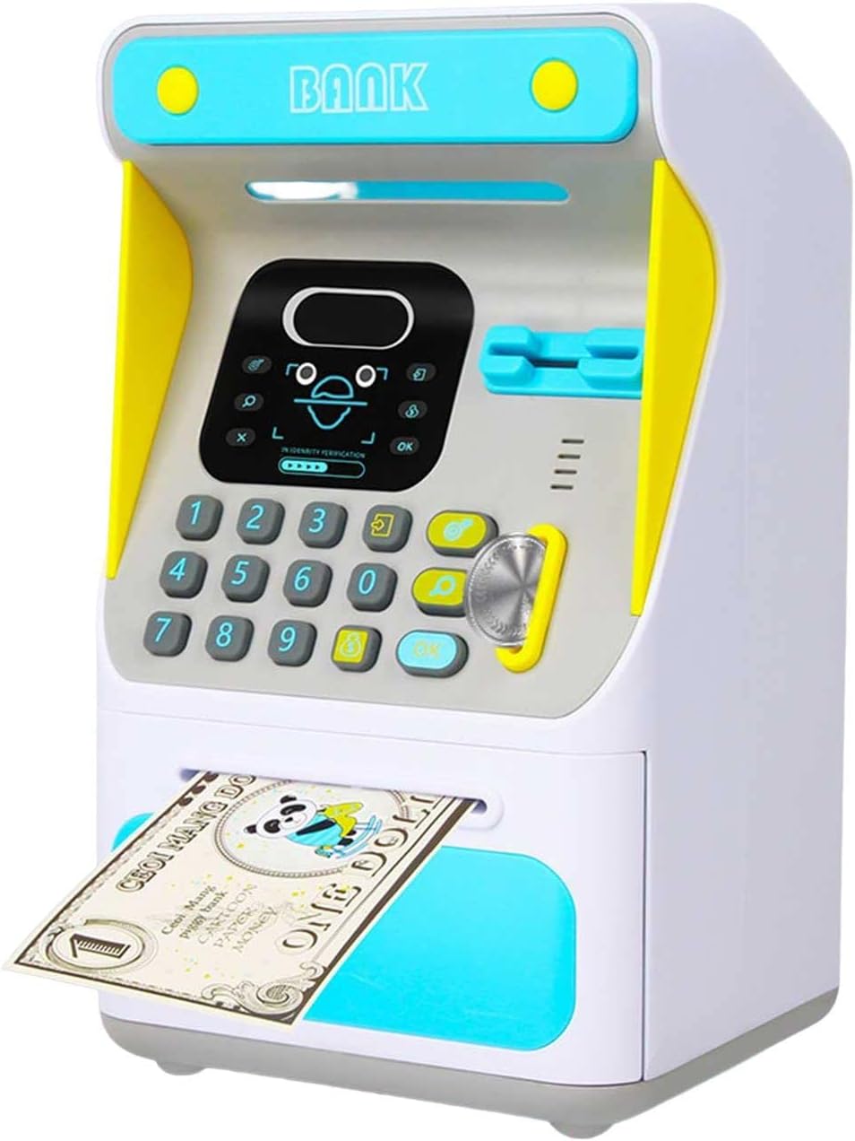 キッズ貯金箱 | リアル マネー コイン ATM マシン | 子供、男の子、女の子のためのパスワードと顔認識のロック解除を備えた安全 ATM貯金箱  デビットカード付き 電子貯金箱 リアルマネー用 コイン認識 ターゲット設定 パスワードログイン 音声プロンプト 男の子 楽天市場 ...