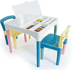 Mesa Mesinha Infantil Didática com 2 Cadeiras Coloridas para Crianças Poliplac
